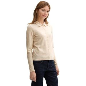 TOM TAILOR Denim T-shirt met lange mouwen voor dames, 10396 - Marble Beige Melange, XXL