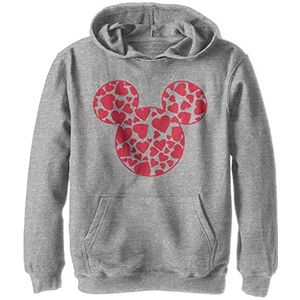 Disney Kids Characters Mickey Hearts Fill Youth Pullover Hoodie, Athletic Heather, Medium, Athletic Heather, M