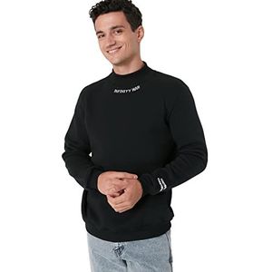 Trendyol Man Regular fit Basic Coltrui Knit Sweatshirt, Zwart, XL, Zwart, XL