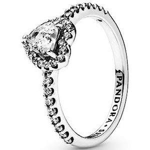 Pandora Timeless Heart Elevated Heart ring van sterlingzilver met heldere zirkoniasteentjes, 56