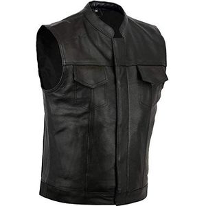 Australian Bikers Gear Motorvest - leer - zwart SOA Sons of anarchy stijl EU 50 (L), zwart