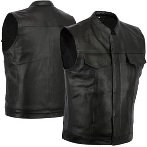 Australian Bikers Gear Motorvest - leer - zwart SOA Sons of anarchy stijl EU 50 (L), zwart