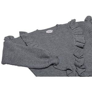 Aleva Dames Falbala herfst en winter gebreide trui voor gevorderden grijs melange maat XS/S, grijs melange, XS