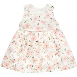 Pinokio Dress Mouwloze zomertuin, 100% katoen, ecru bloemen, meisjes 68-122 (86), Écru Pink Summer Mood, 86 cm