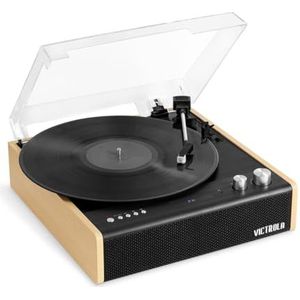 Victrola Eastwood Dual Bluetooth-platenspeler - vinylplatenspeler met 3 snelheden en ingebouwde luidsprekers, zwart (opmerking: alleen geschikt voor Britse stekkers)