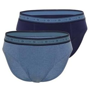 LVB Biologische katoenen slip voor heren, verpakking van 2 stuks, Blu melange, 4 NL