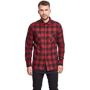 URBAN CLASSICS Heren flanellen overhemd met lange mouwen casual lang overhemd met knopen voor heren, normale pasvorm, flanel katoen, verkrijgbaar in verschillende kleuren, maten: XS - 5XL,