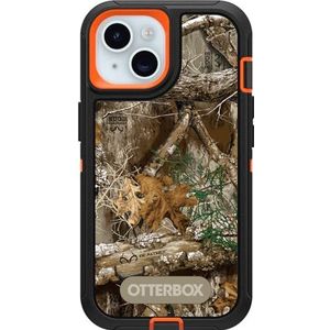 OtterBox iPhone 15, iPhone 14 en iPhone 13 Defender Series Case - REALTREE EDGE (Blaze Orange/Black/RT Edge), robuust en duurzaam, met poortbescherming, inclusief holster clip standaard