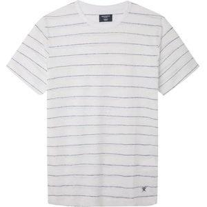 Hackett London Linnen T-shirt met strepen voor heren, Wit (wit), XXL