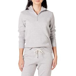 Amazon Essentials Dames Lange mouwen Lichtgewicht Franse Terry Fleece Quarter-Zip Top,lichtgrijs Hei,XL