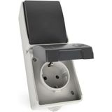 EMOS - Opbouwcombinatie Schuko-stopcontact en Schakelaar - 250 V~/16 A max. - IP44 voor Vochtige Ruimtes en Buiten