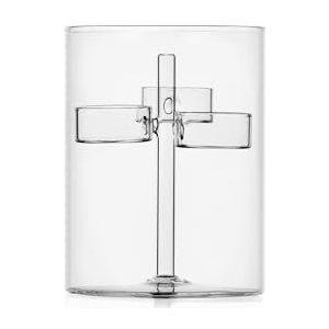 Ichendorf Milano Theelicht, 3 kaarsen, transparant, collectie Iris, H 15,5 cm, borosilicaatglas, handgemaakt