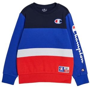 Champion Legacy Retro Sport B-Spring Terry Color Block Crewneck Sweatshirt voor kinderen en jongens, elektrisch blauw/marineblauw/rood/wit, 13-14 jaar