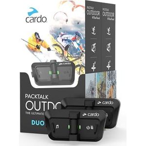 Cardo PACKTALK Outdoor Helm Communicatiesysteem, Geweldig voor Ski, Snowboard en Fietsen (zwart, Duo Pack)