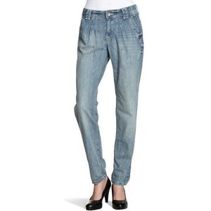 edc by ESPRIT Dames jeansbroek/lang hoge tailleband, 071CC1B010, Blauw (945 Reg Stone Denim), 34W x 32L