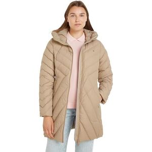 Tommy Hilfiger Dames CHEVRON MW gewatteerde jas puffer jas, beige, XS, Beige, XS