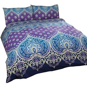 Rapport Saphire Indian Design Dekbedovertrek en 1 kussensloop Bed Set, Polyester-katoen, saffier, eenpersoons