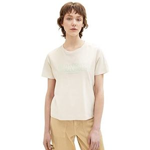 TOM TAILOR Denim Dames T-shirt 1037039, 10336 - Light Cashew Beige, M