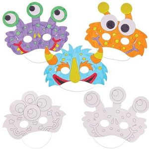 Baker Ross FX574 Monster Inkleuren Maskers - Set van 10, Halloween Verkleed-Knutsel Kits voor Kinderen