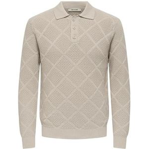 ONLY & SONS Onsmap Life Reg Polo Knit, Zilvervoering., M