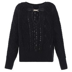faina Chique gebreide trui voor dames, met cutout-hals, zwart, maat XL/XXL, zwart, XL