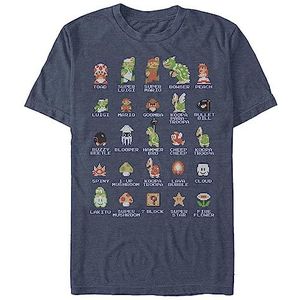 Nintendo Men's Pixel Cast T-Shirt, 2X-Large, Navy Heather