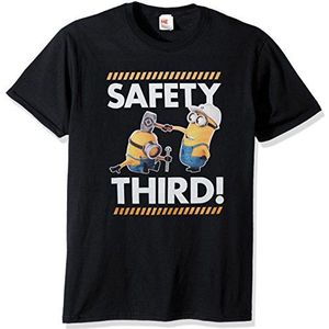 Despicable Me Men's Minions Safety Third Construction Bop Funny Graphic Tee, Black, X-Large