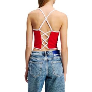 Karl Lagerfeld Jeans, Dames, Contrast Binding Tank, Bodycon Fit, Rood, XS
