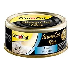 Gimcat Shinycat Filet Tonijn Kattenvoer met sappige filet en zonder toegevoegde suiker, voor volwassen katten, 70 g