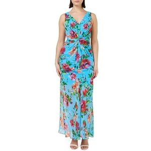 Gina Bacconi Maxi-jurk met print voor dames, met twist-lijfje, cocktail, Aqua, 36