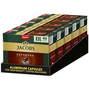 Jacobs Koffiecapsules Espresso Intenso 10, Nespresso* compatibele capsules, intensiteit 10/12, intensief en krachtig, 200 stuks (5 x 40 drankjes)