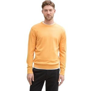 TOM TAILOR Gebreide trui voor heren met ronde hals, 37378 - Peachy Orange Melange, XXL