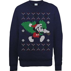 Disney Mickey Mouse Christmas Tree Sweatshirt met lange mouwen voor heren, Blauw (zwart), S