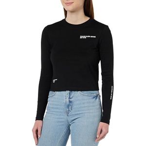 Calvin Klein Jeans Vrouwen Multi Placement T-shirt met lange mouwen L/S T-shirts, zwart., L