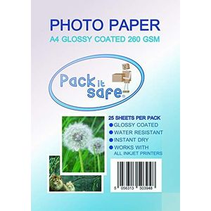 Packitsafe 1000 Vellen A4 260GS m Fotopapier Professioneel Glanzend Papier 210 x 279mm 260Gl1000