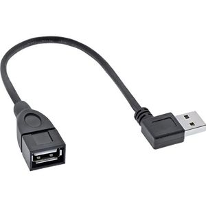Easy-USB-A Haaks (links/Rechts) Naar USB-A Verlengkabel - Volledig Bedekt - USB2.0 - Tot 2A / Zwart