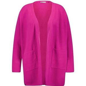Samoon Behaaglijk lange cardigan voor dames, lange mouwen, overgesneden schouders, effen kleuren, Bright Amazing Pink, 44 Grote maten