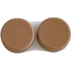 Gekleurde contactlenzenbox, effen, plat, gematteerd, dubbele doos, enkele contactlenzen-begeleiddoos, verzorgingsdoos, doe-het-zelf-box - bruin