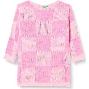 United Colors of Benetton trui voor meisjes en meisjes, Quadri Rosa Salmone E Rosa 74p, 160 cm