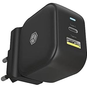 ICY BOX 38W 2-poorts USB-C & USB-A oplader, met Power Delivery & Quick Charge 3.0, USB oplader/voeding voor iPhone, iPad, mobiele telefoon, tablet, laptop en nog veel meer, IB-PS106-PD
