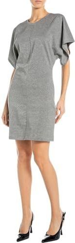 Replay - W9201A.000.23948 - Korte Jurk - Zilverkleurig - Lurex Jersey