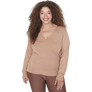 Trendyol Plus Size Sweater - Bruin - Relaxed, camel, 3XL grote maten