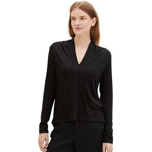 TOM TAILOR T-shirt met lange mouwen voor dames, 14482 - Deep Black, XS