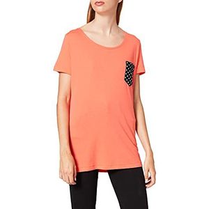 Frenchcool T-shirt oranje met zak, rond, met witte stippen