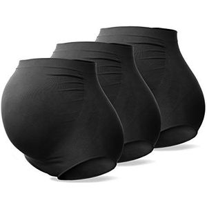 SUNNYBUY Zwangerschapsondergoed voor dames, hoge taille, naadloos, zacht, hipster slipje, boven de buik, zwart, verpakking van 3 stuks, L, zwart, verpakking van 3, L