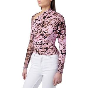 Pinko METI Jersey shirt met koraalscanner met tule, Uy6_roze/zwart/beige, XXS