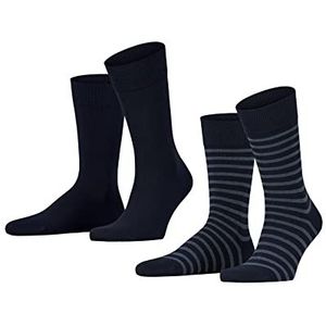 ESPRIT Heren Sokken Fine Stripe 2-Pack M SO Katoen Gedessineerd Multipack 2 Paar, Blauw (Marine 6120), 39-42