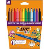 BIC Kids Visa Dunne Viltstiften - Verschillende Kleuren, Pak van 12 Stuks