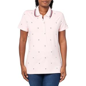 Tommy Hilfiger Dames Puff Sleeve Polo Tee T-shirt, Balerina Pink Multi, XS