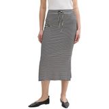 TOM TAILOR - Jersey Midi-rok - Wit Zwart Onregelmatige Streep - 32